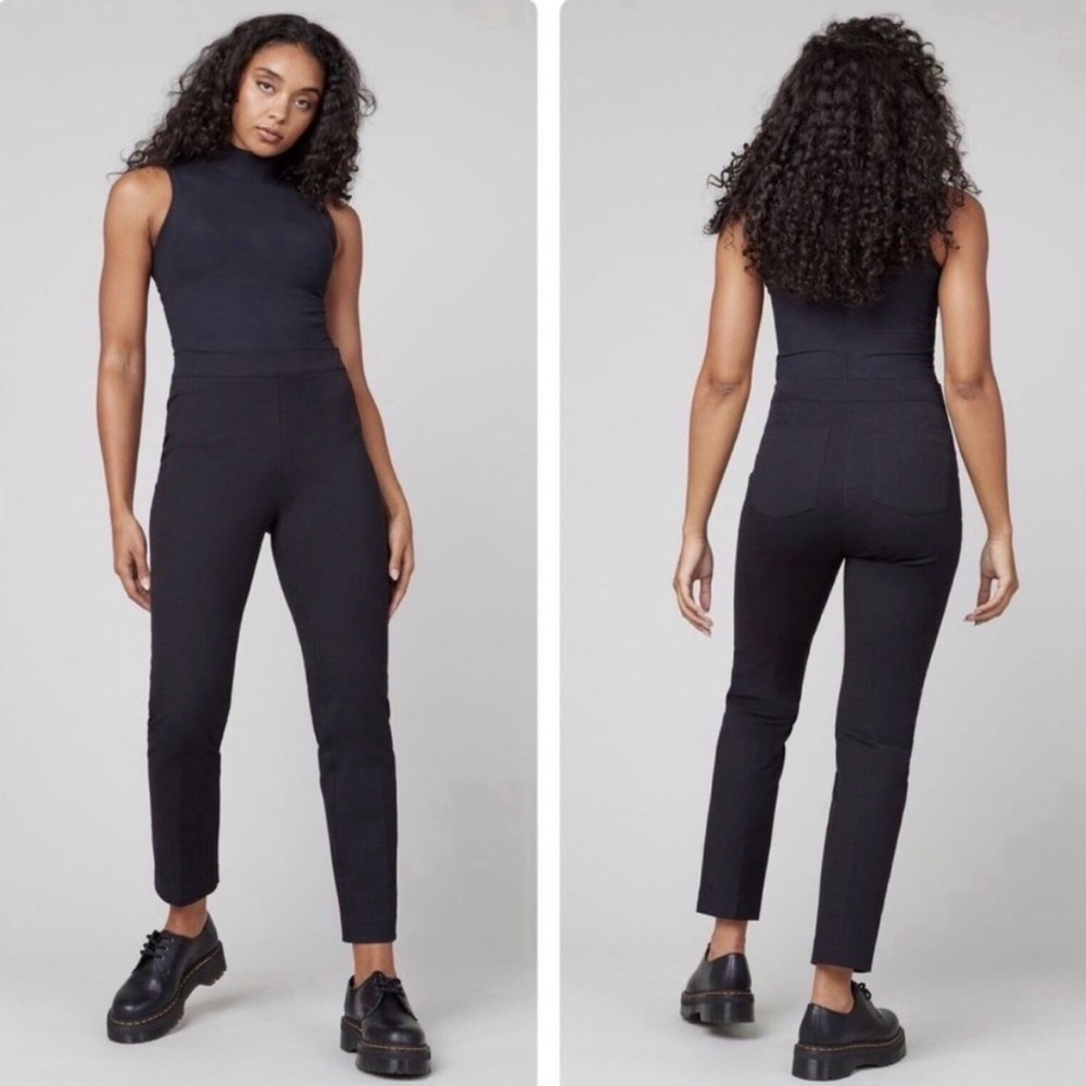 SPANX on the go slim straight ankle pants size small petite pull on black comfy